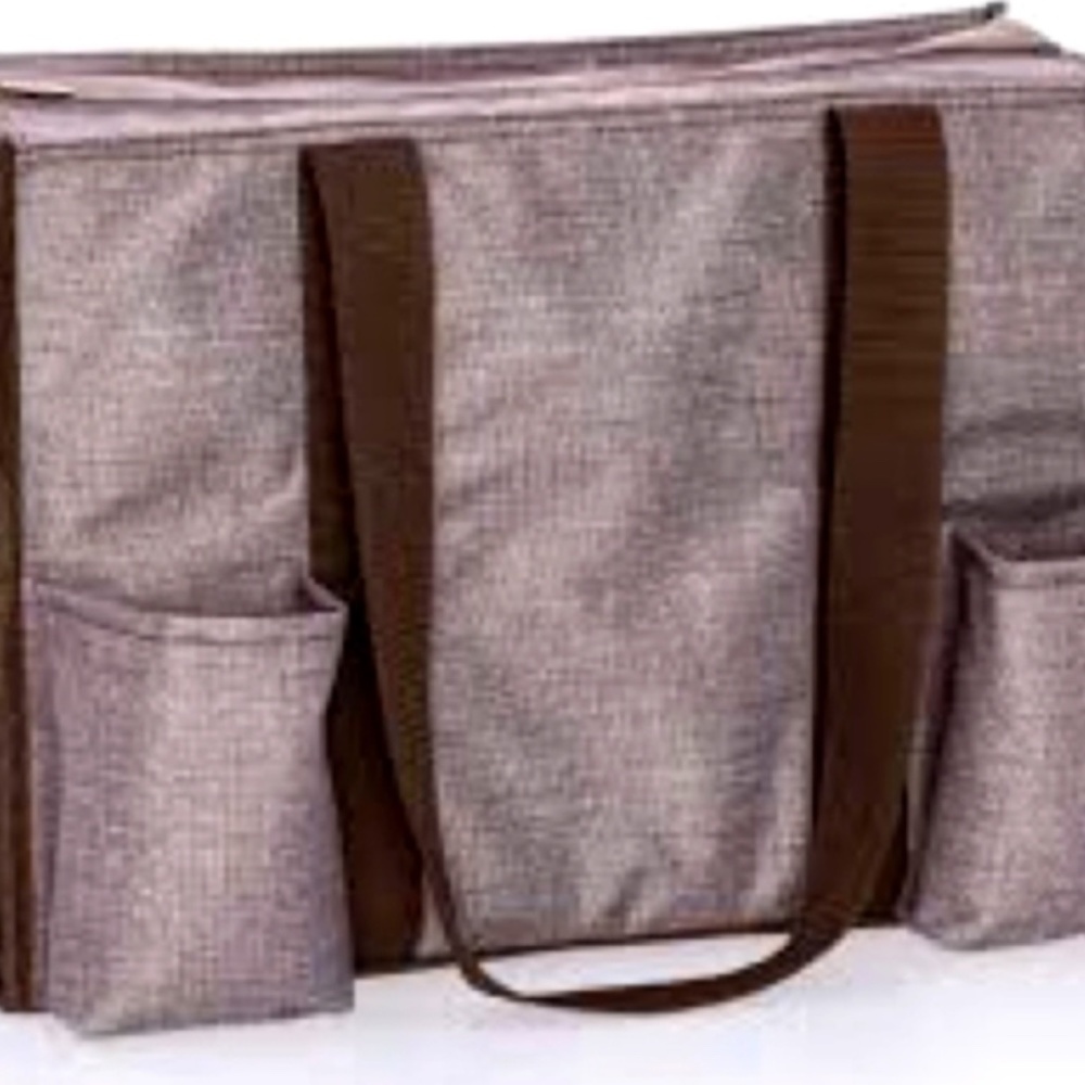 Thirty-one zip-top organizing utility tote charcoal cross hatch